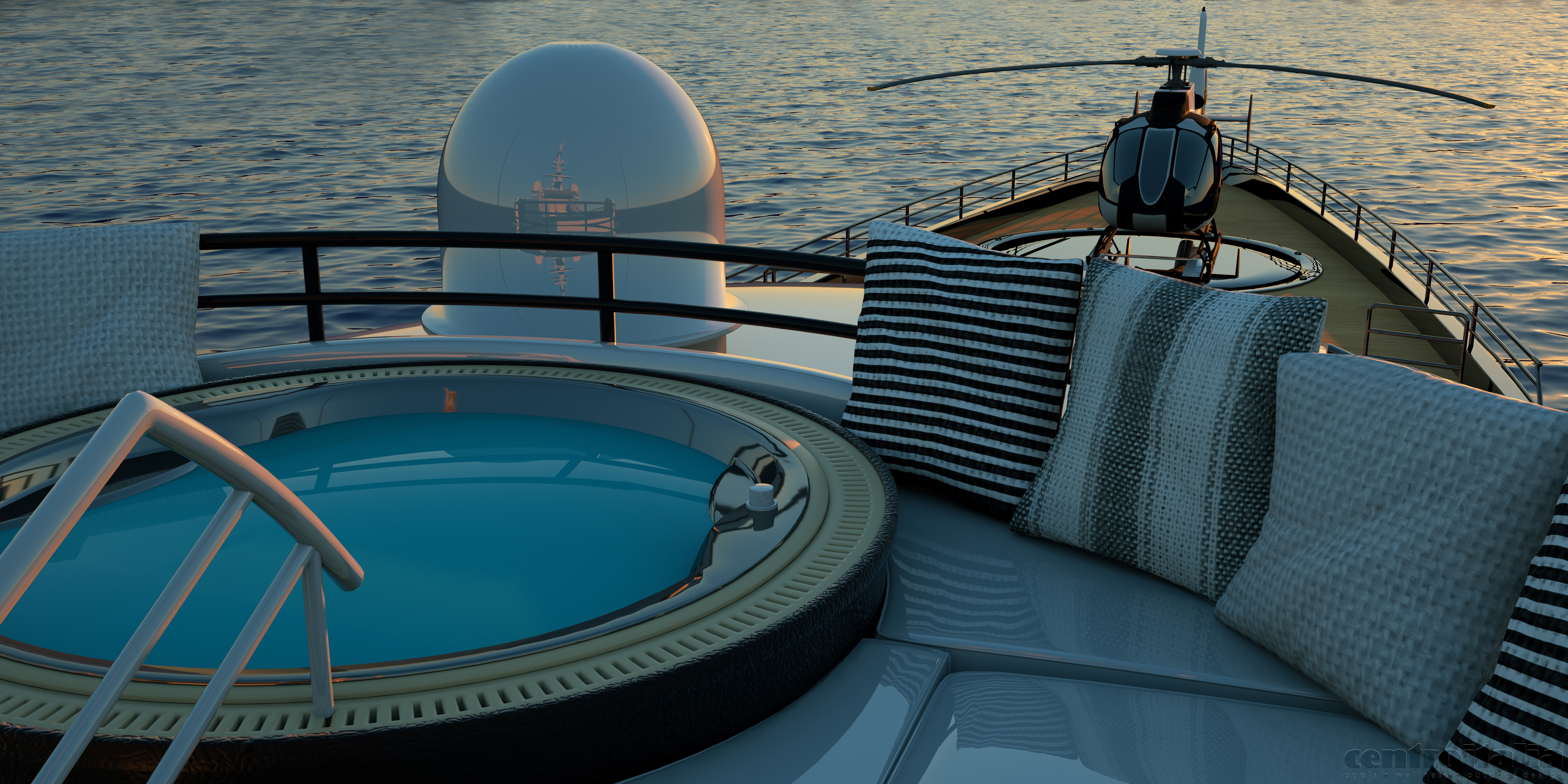 Hot tub on board a yacht